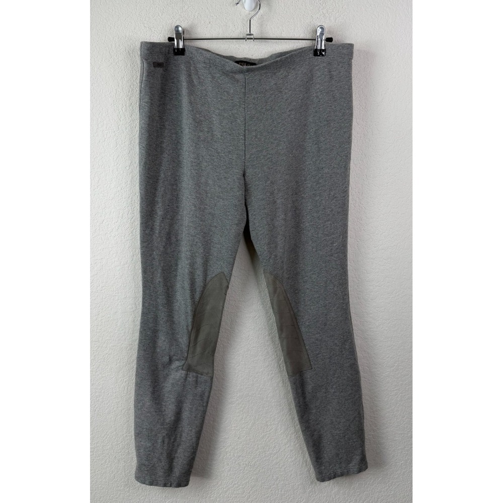 Polo Ralph Lauren Riding‎ Leggings Women XL Gray Faux Suede Knee Patch Stretch